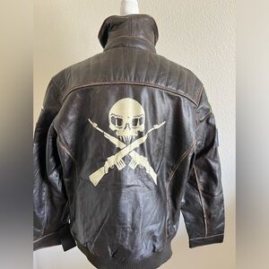 PlayStation Resistance:  Fall of Man - Brown Leather Bomber Jacket. Size: Large